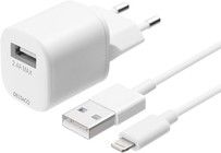 Deltaco USB-A Vegglader m/ Lightning-kabel