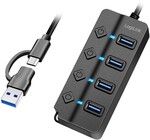 LogiLink 4xUSB-A Hub med individuelle brytere