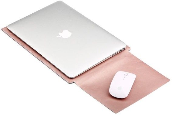 Soyan Apple Macbook Leather Pouch Case 13" - Rosa